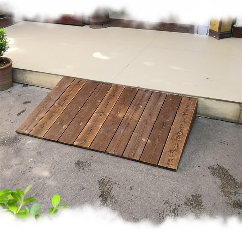 Non Slip Wooden Threshold Ramps, 4 6 7 8 10 12Inch Rise Wheelchair Ramps, Portable Threshold Ramps for Doorways, Lightweight Ramps(35x20x4in/90x50x10cm)