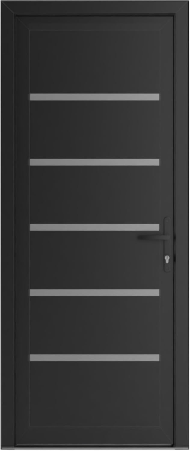 VDOMDOORS Front Exterior Prehung Metal-Plastic Door | Manux 8415 Matte Black | Residential Doors Entrance Patio Garage W32 x H80 Left-Inswing