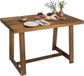VINGLI 48 Inch Farmhouse Dining Table for 4-6, Solid Pine Wood Table with 4 Corner Protectors, Rectangular Dining Table for Kitchen, Dining Room, Small Apartment, Studio, Family Dinner, Walnut