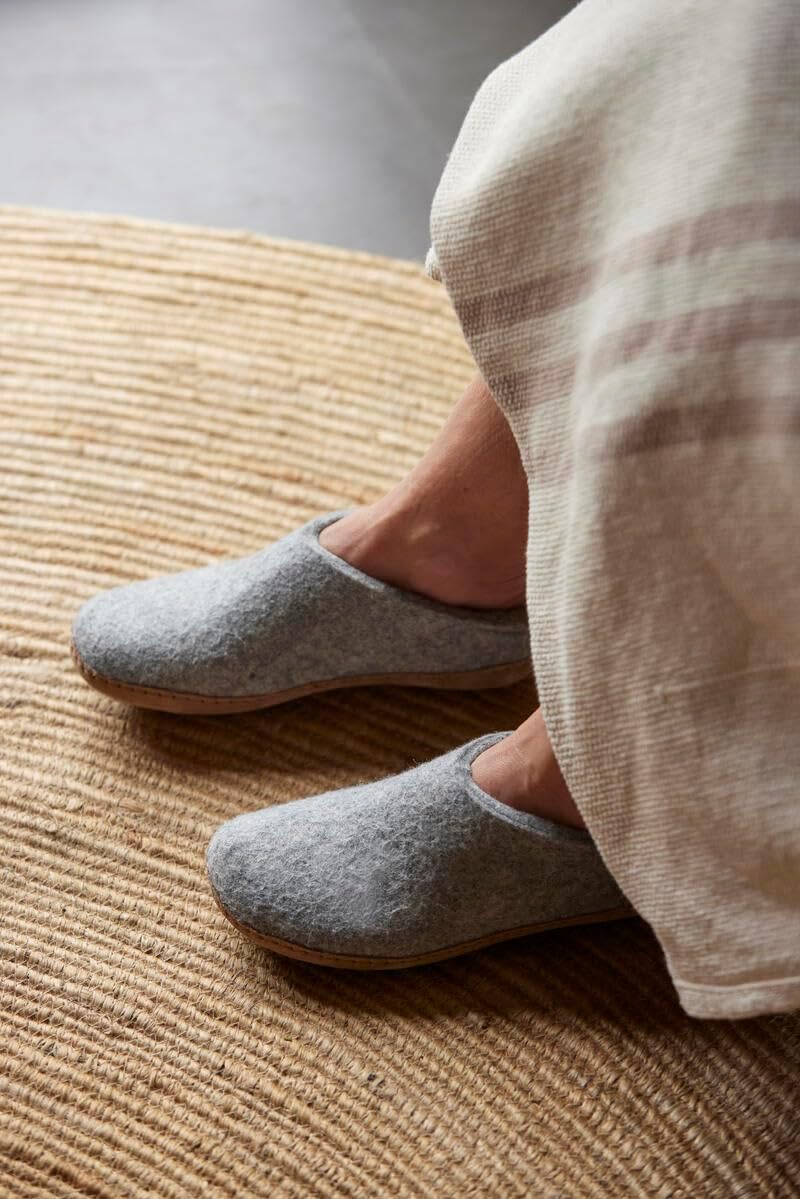 Glerups 100% quality wool mix Slipper with leather sole - Unisex Slip-on