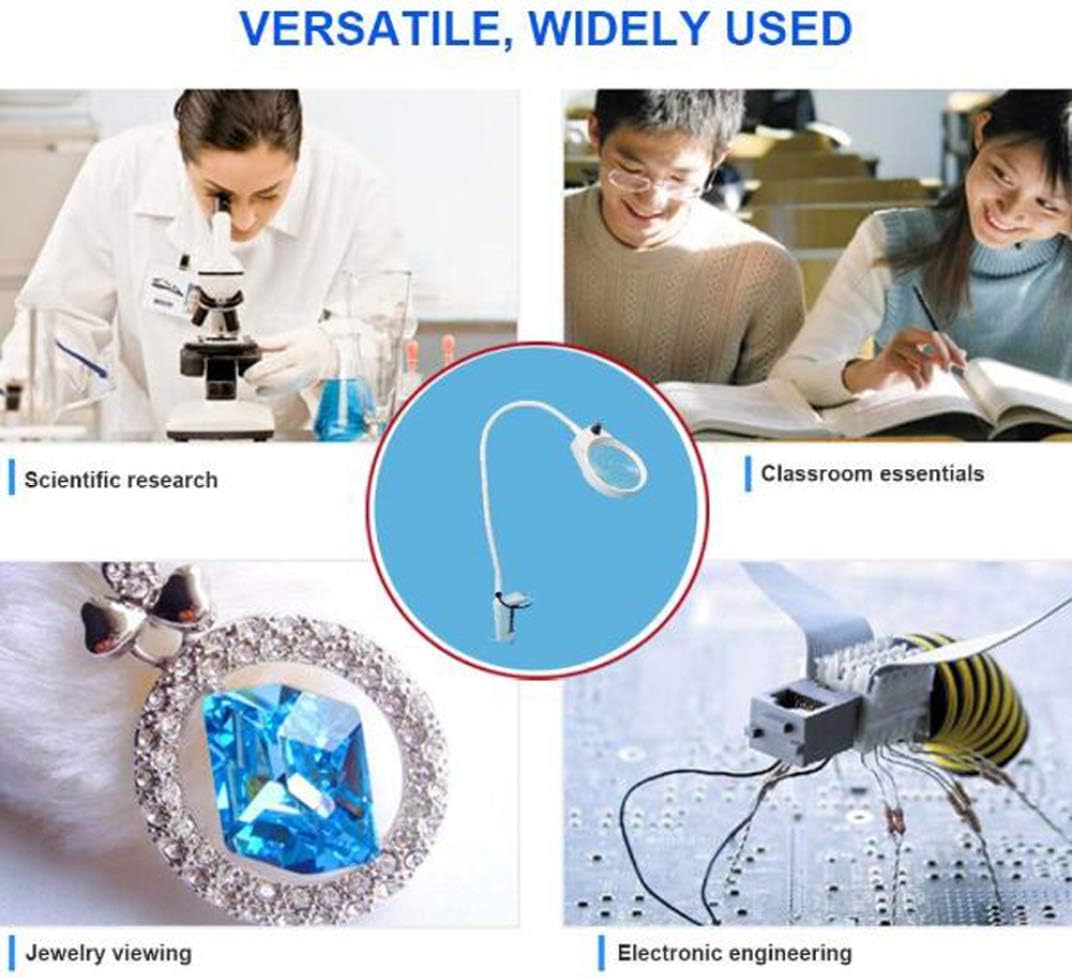 Led Magnifying Lamp with Clamp, with Adjustable Swivel Arm Light, 5X 15X Magnifier Vertical Desk Magnifying Lamp Light Beauty Adjustable Beauty Stand Salon Tattoo Nail