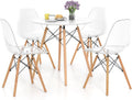 Tangkula Round Dining Table Set for 4, Modern Circle Kitchen Table & 4 Chairs with Ergonomic Seats and Solid Wood Legs, 5-Piece Dining Room Set for Small Spaces, Kitchen, Living Room