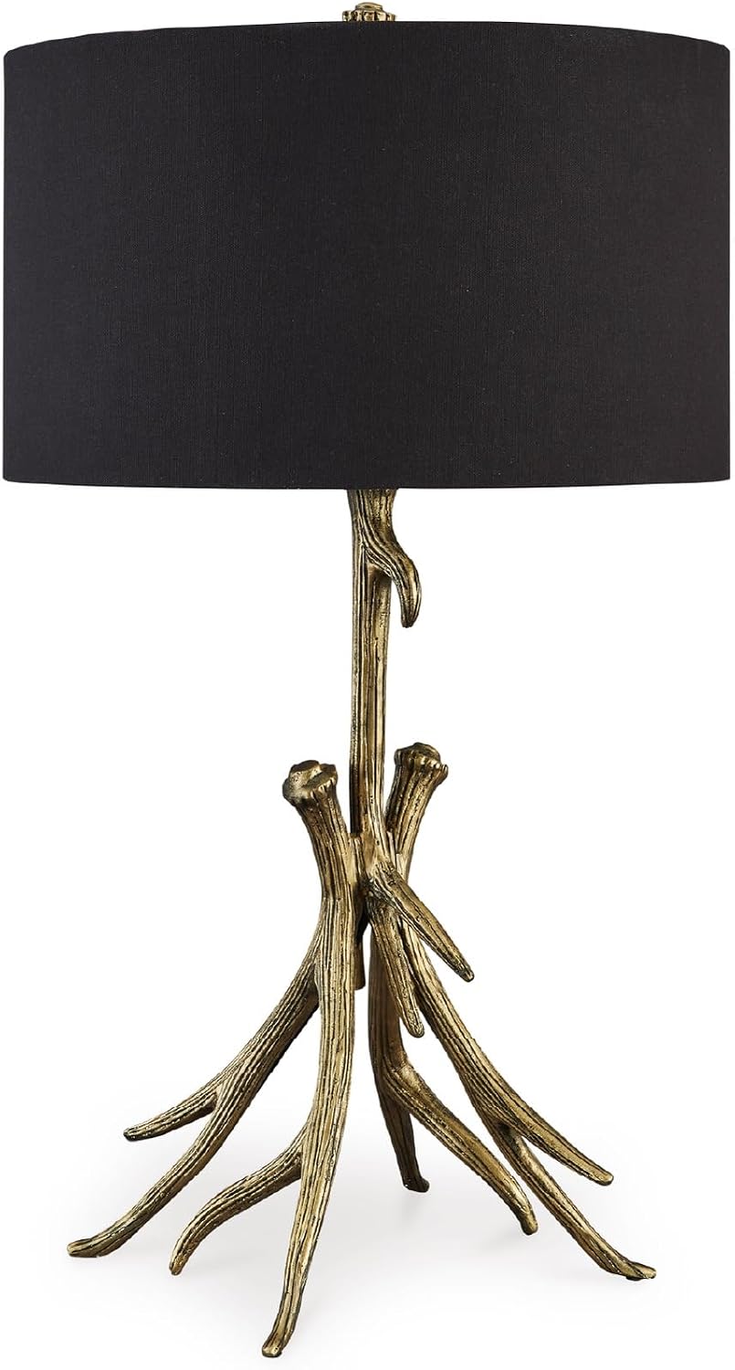 Signature Design by Ashley Josney Rustic Cast Aluminum Root Table Lamp with 3-Way Switch, Metallic & White