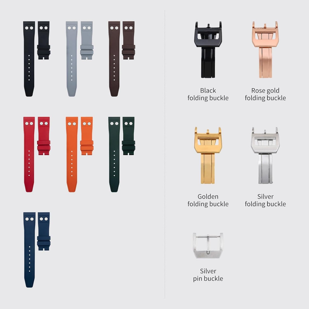 CZKE 21mm Nature Fluororubber FKM Rubber With Rivet Watchband For IWC Big Pilot Mark Portugieser TOP GUN Soft Wristband