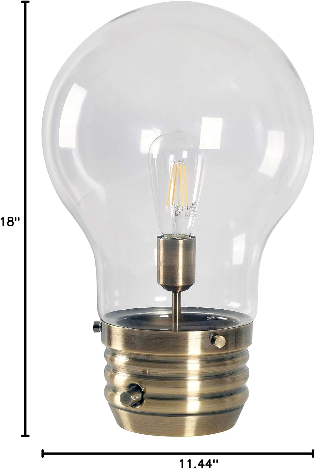 Kenroy Home 32462AB Edison Table Lamp with Antique Brass Finish, Rustic Style, 18' Height, 11.438' Width, 11.438' Depth