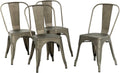 FDW Metal Chair Dining Chair Set of 4 Patio Chair Home Kitchen Chair 18 Inch Seat Height Dinning Room Chair Stackable Metal Bar Chairs Indoor Outdoor Chairs Tolix Bar Side Chair Dining Chair