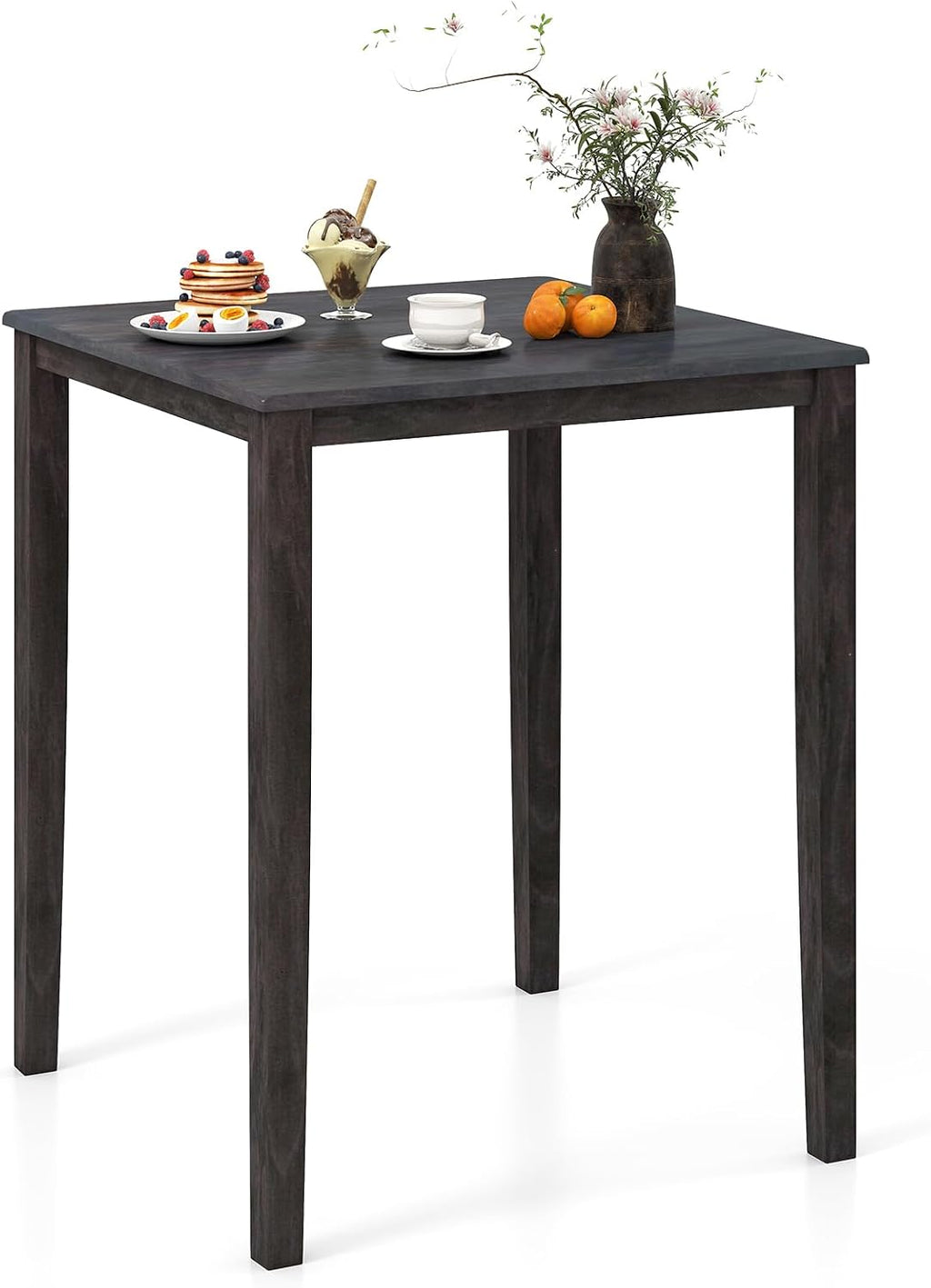 Giantex Square Dining Table with Solid Wood Frame, 220lbs Capacity, 30'x30'x36' Kitchen Table for 4-Person, Counter Height Bar Tables for Small Space, Dining Room, Living Room, Pub, Apartment, Grey
