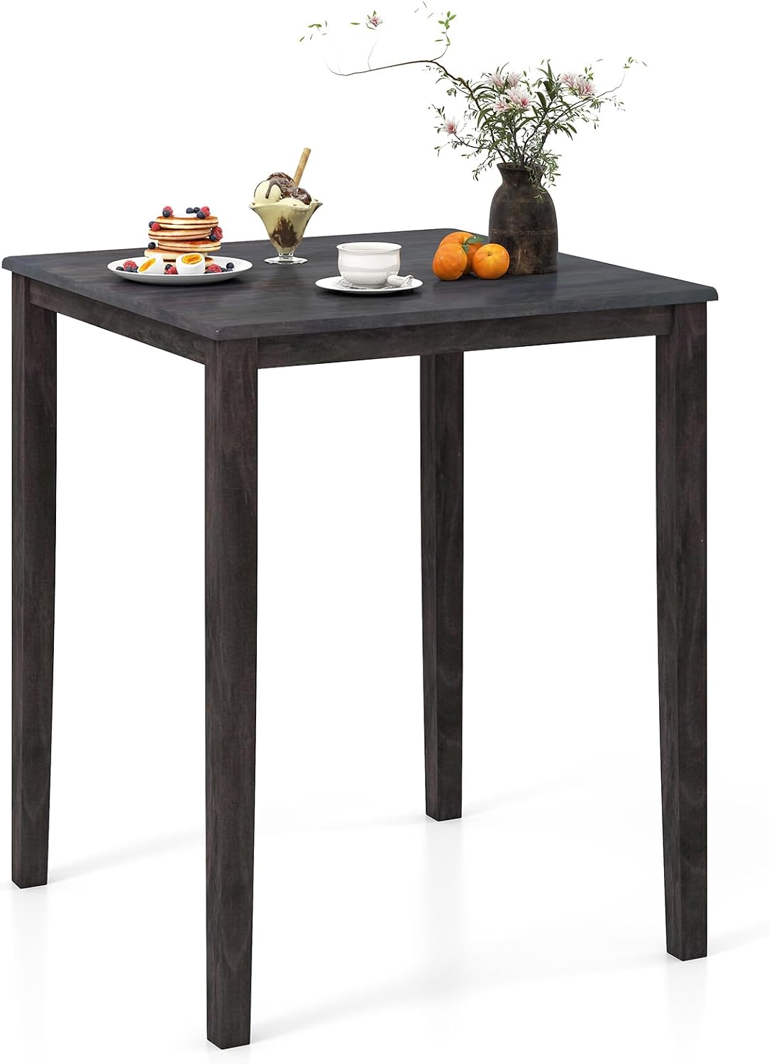 Giantex Square Dining Table with Solid Wood Frame, 220lbs Capacity, 30'x30'x36' Kitchen Table for 4-Person, Counter Height Bar Tables for Small Space, Dining Room, Living Room, Pub, Apartment, Grey