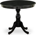 East West Furniture AMT-ABK-TP Antique Dining Table - a Round Wooden Table Top with Pedestal Base, 36x36 Inch, Wirebrushed Black