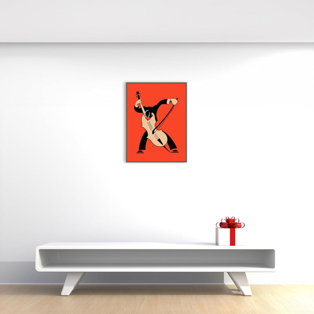 Amanti Art Framed Canvas Wall Art 30x23 The Cello by Mark Rogan, Framed Wall Art Canvas, Music Artwork, Country Rustic Decor, Large Poster Painting for Living Room, Bedroom, Bathroom, Kitchen, Office