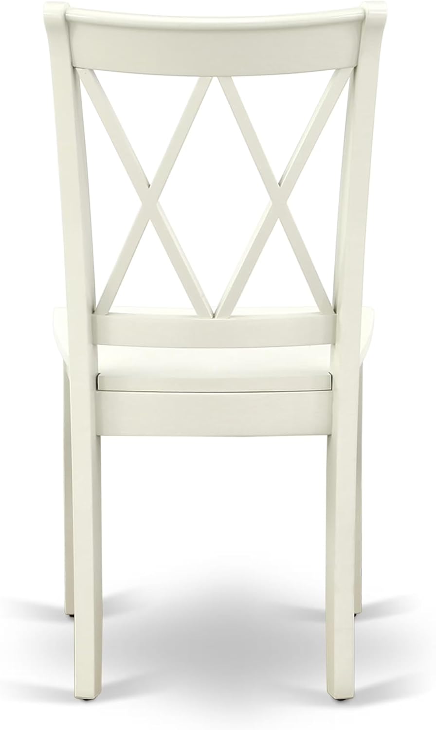East West Furniture ANCL5-LWH-W 5 Piece Dining Table Set for 4 Includes a Round Kitchen Table with Pedestal and 4 Kitchen Dining Chairs, 36x36 Inch, Linen White