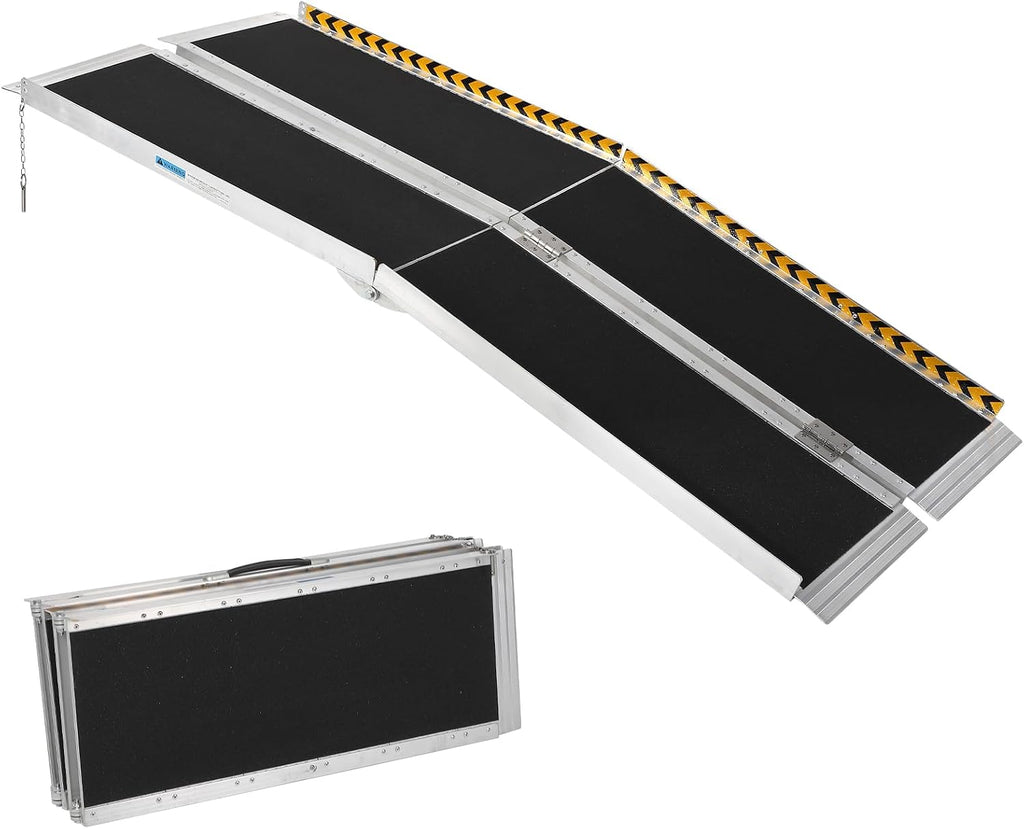 6FT Portable Wheelchair Ramp, Portable Access Ramp with Textured Surface, Reflective Edges & Carry Handle, Aluminum Folding Mobility Ramps for Threshold, Steps, Curbs, Doorways