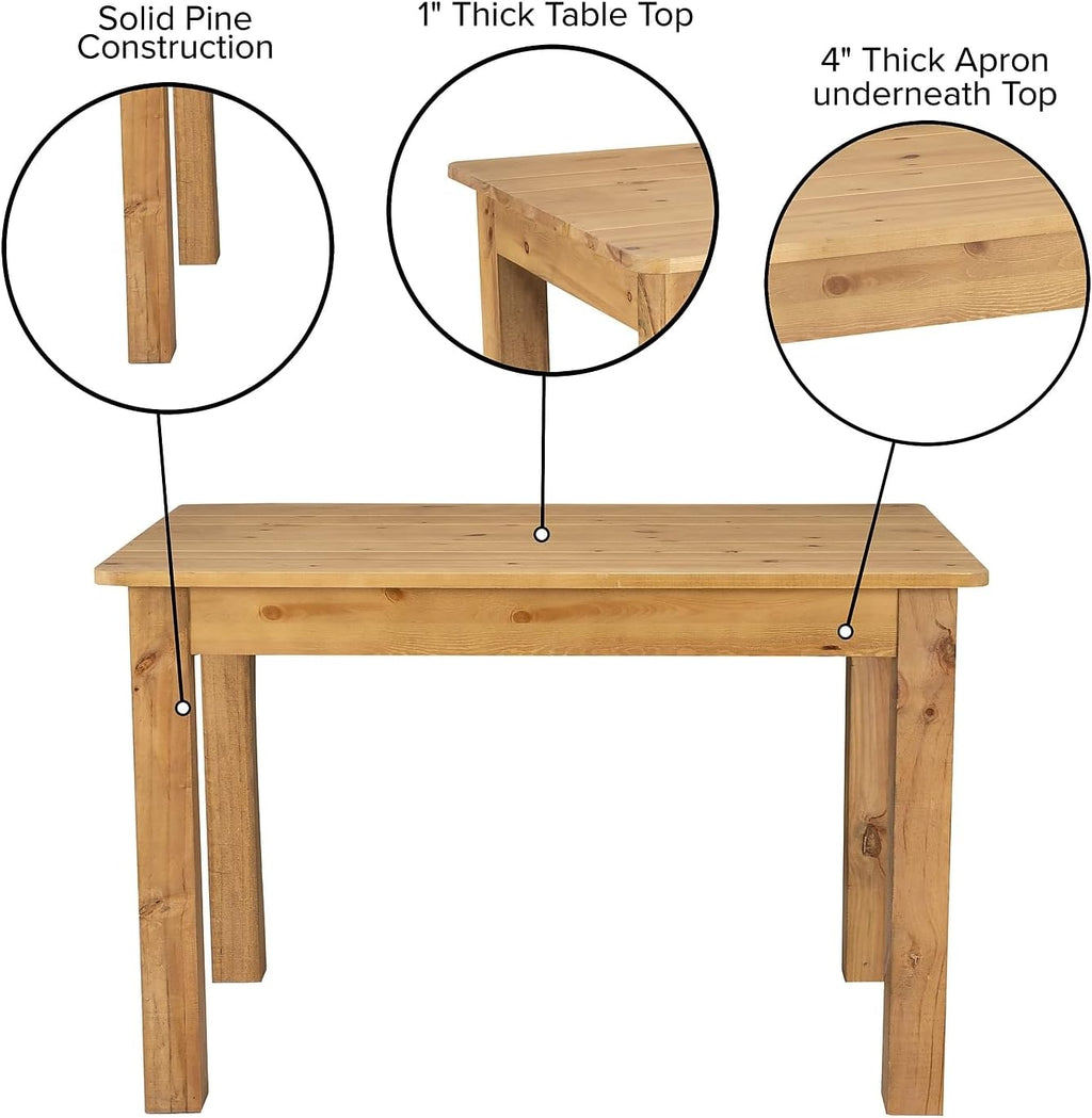 Flash Furniture HERCULES 46' x 30' Rectangular Light Natural Solid Pine Farm Dining Table