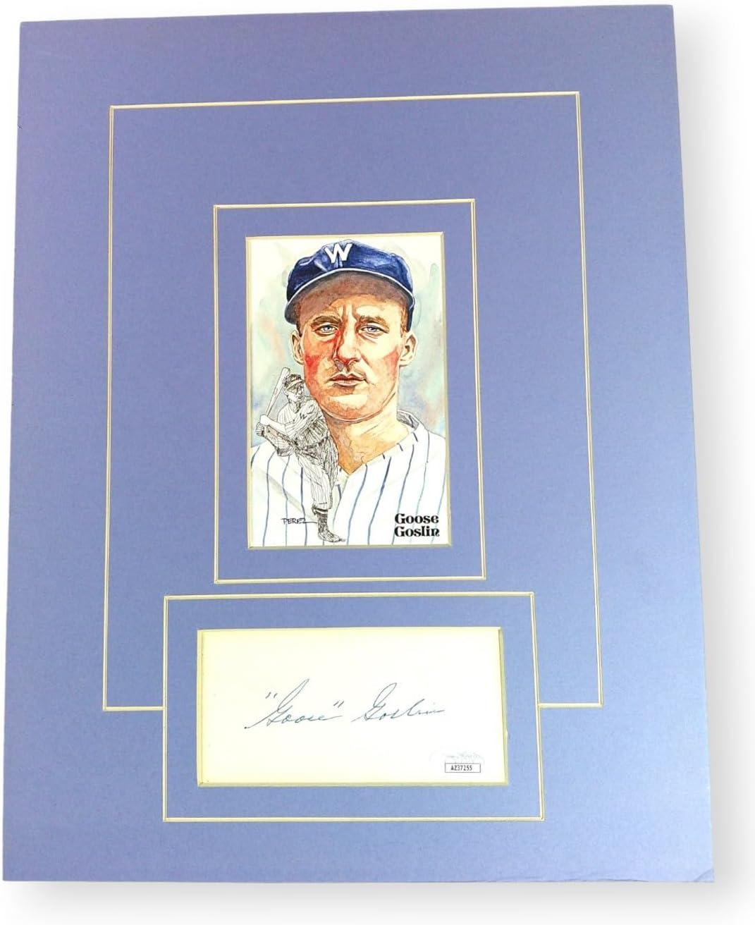 Goose Goslin Signed Autographed Index Card w/Matted Postcard 11X14 JS AZ37255