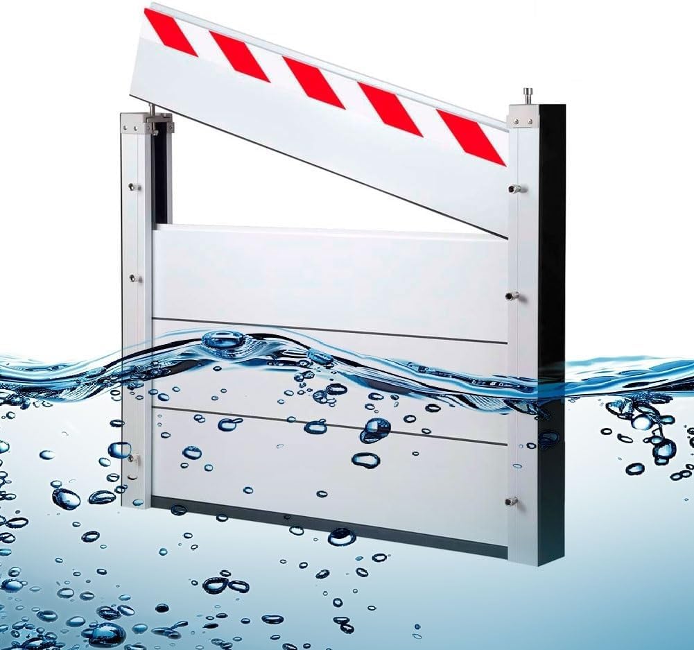Aluminum Flood Protection Board 70-80x40cm Reusable Flooding Barriers Industrial Heavy Duty Flood Defence Dams with Threshold Kit(Exterior,71x40cm)