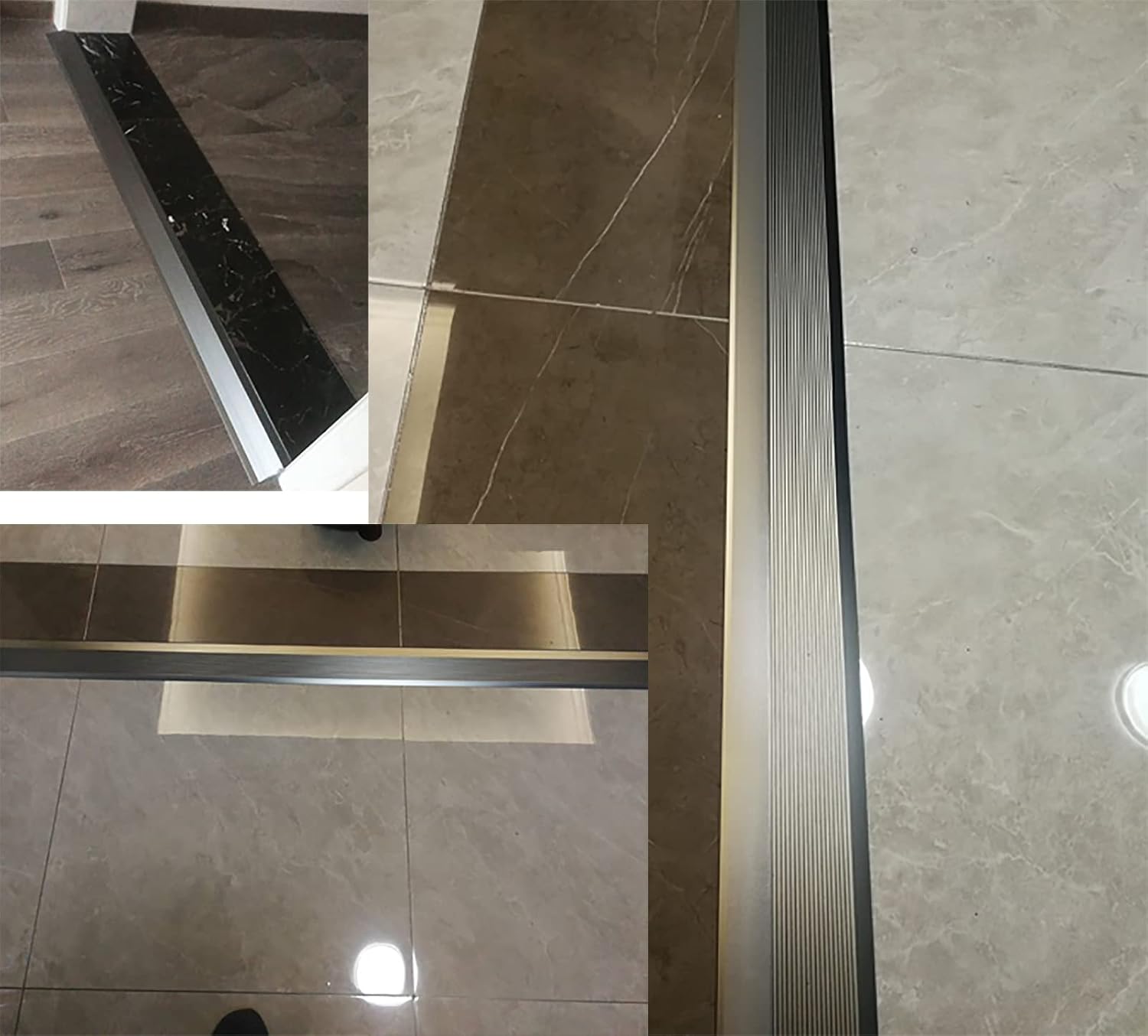 4inch Wide Threshold Floor Transition Strip Reducer Flute, Wood to Tile/Laminate to Floor Tiles, Heavy Duty Carpet Edge Strip, 90/100/110/120/130/140/150cm Long (Color : Grey, Size : 135cm/53.1in)
