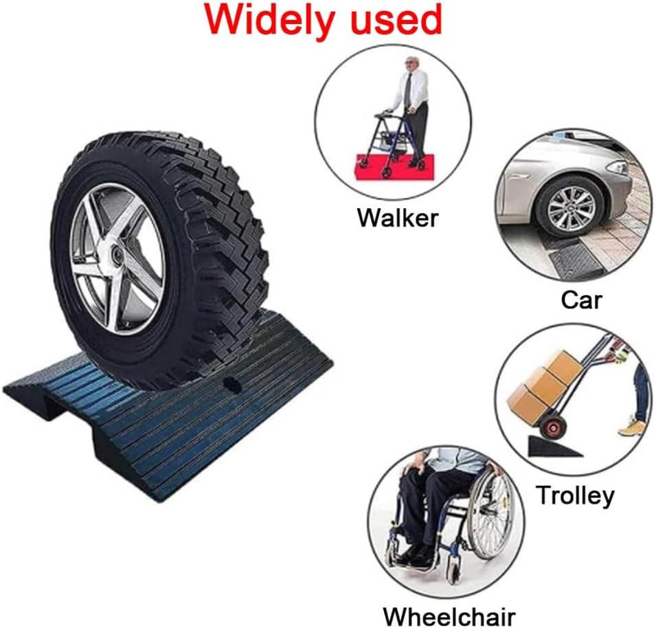 Rubber Bridge Ramp Heavy Duty Threshold Ramp for Doorways 3' Rise Curb Ramps Heavy Duty Rubber Threshold Ramp for Wheelchairs