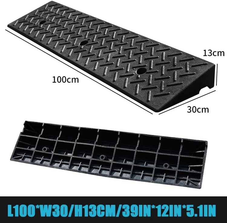Wheelchair Threshold Ramp, Rubber Ramp for Doorways, 2' 4' 6' Rise Portable Curb Ramp, Non-Slip Transition Ramps for Indoor Outdoor(100 * 30 * 13cm/39 * 12 * 5.1in)