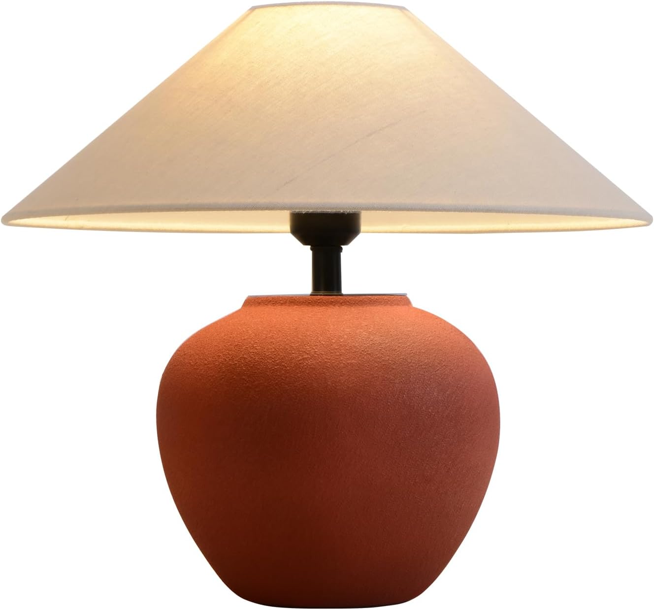Farmhouse Table Lamp Red 18.8' Ceramic Table Lamp Southwestern Natural Red Clay Pot Lampbody with Beige Linen Shade Nightstand Lamp for Bedroom Living Room Entryway (D16.5*H18.8(Large))
