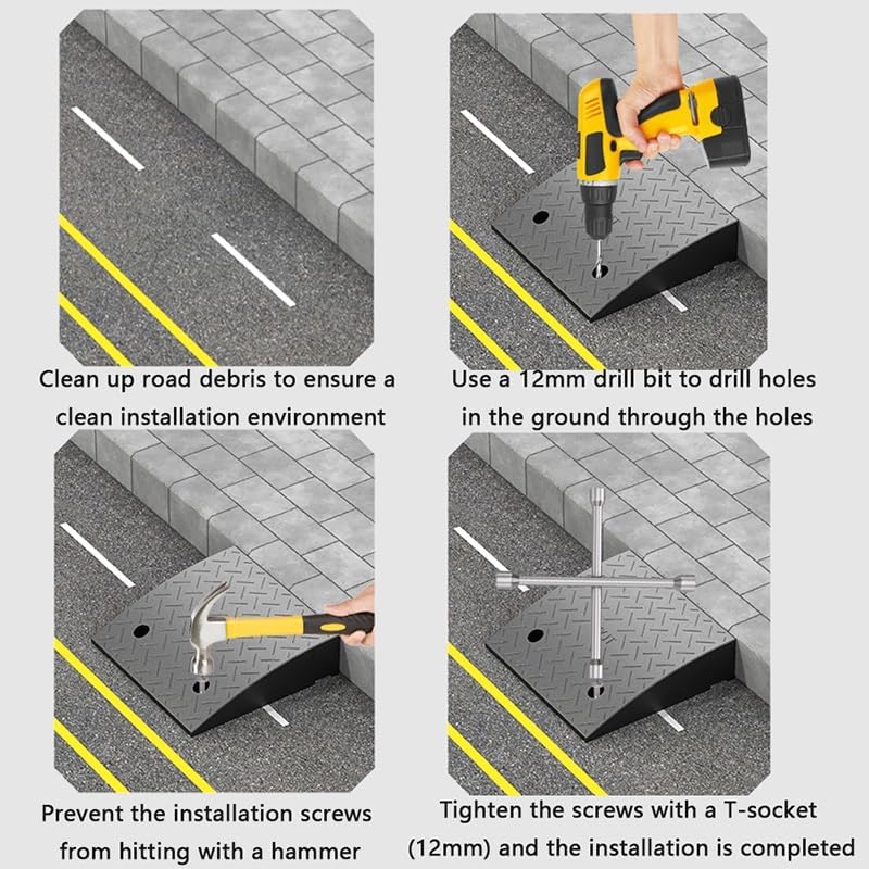 Wheelchair Threshold Ramp, Rubber Ramp for Doorways, 2' 4' 6' Rise Portable Curb Ramp, Non-Slip Transition Ramps for Indoor Outdoor(100 * 25 * 10cm/39 * 10 * 4in)