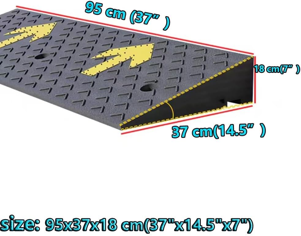 Curb ramp,Driveway ramp, Heavy Duty Automotive Ramp, 2' 4' 6' Rise Threshold for Doorway Garage Sidewalk(95x37x18 cm(37'x14.5'x7'))