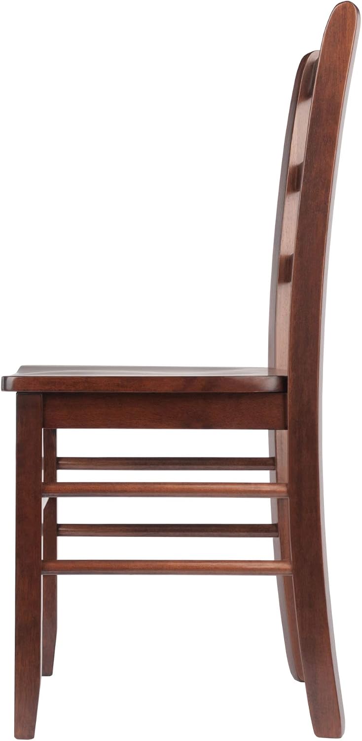 Winsome Benjamin Ladder Back Chair Set of 2 in Walnut, Classic Backed Kitchen & Dining Room Chairs, Simple & Elegant Home Seating Solution, Great for Office, Hallway, Bedroom