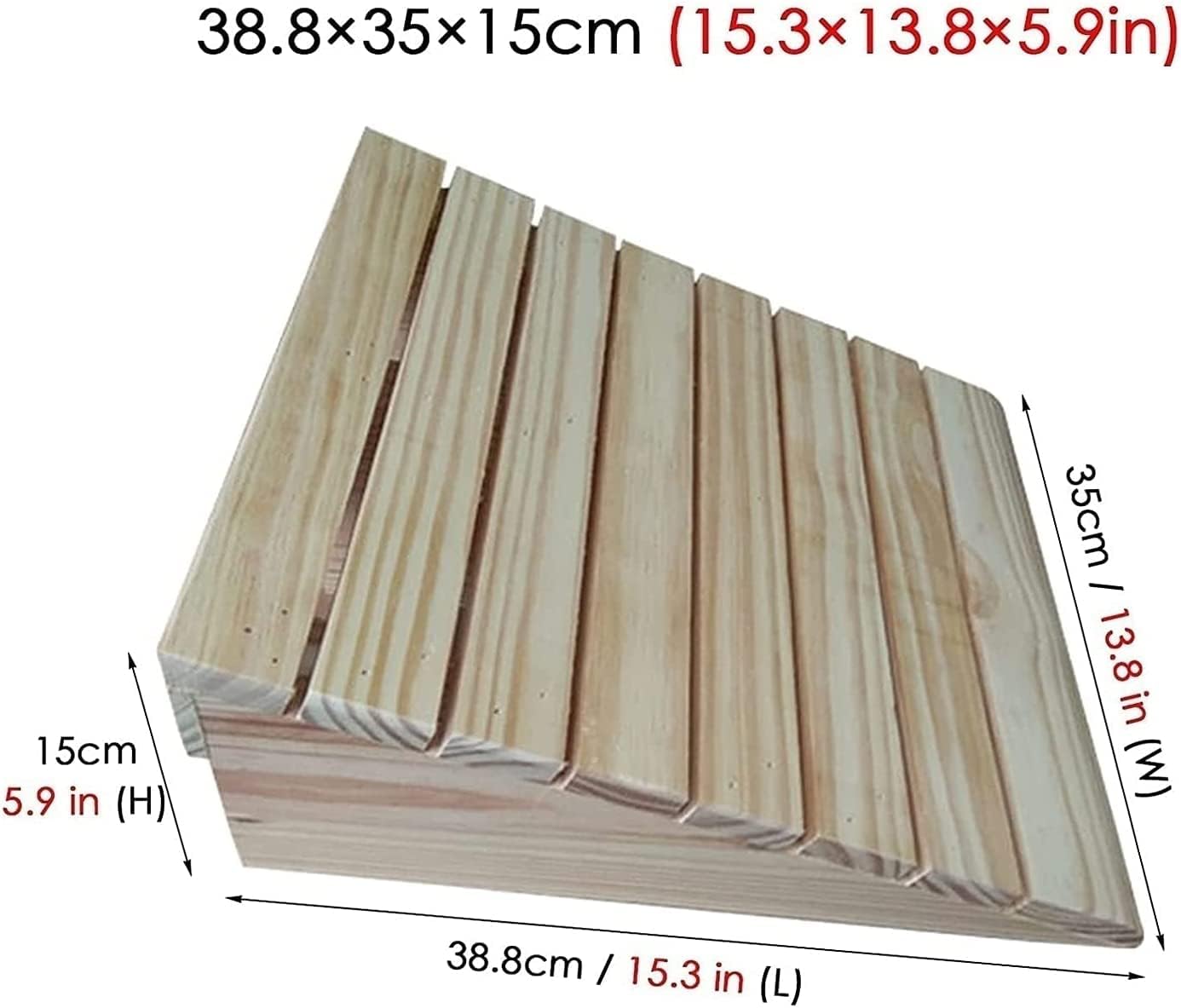 Wooden Threshold Ramps for Doorways, Anti-Skid Curb Ramp, for Wheelchairs Walkers Car Motorcycle(38.8x35x15cm)