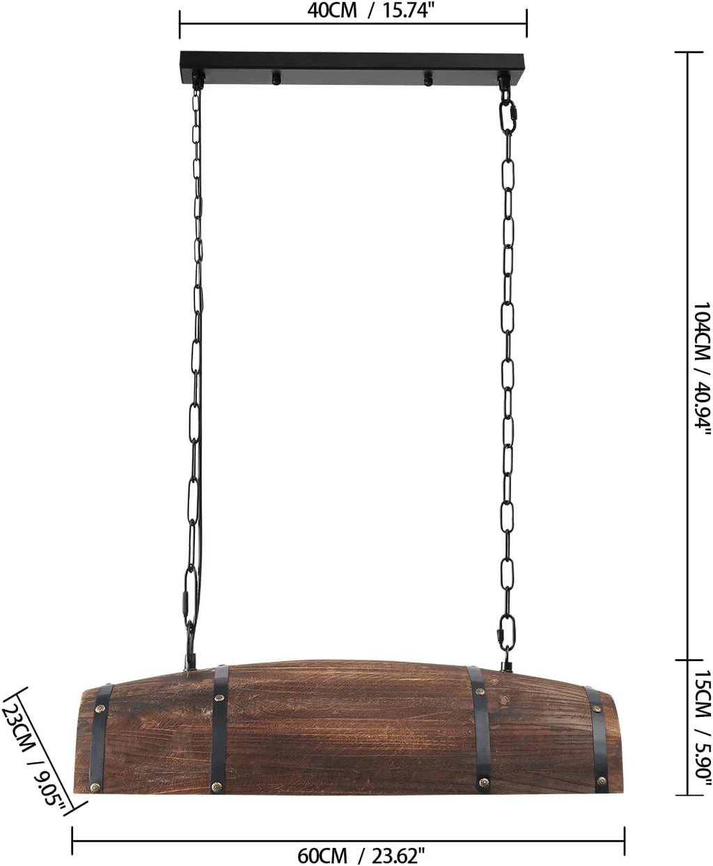 Antique Wood Wine Barrel Pendant Lamp Hanging Rustic Kitchen Bar Ceiling Lamp Light Fixtures