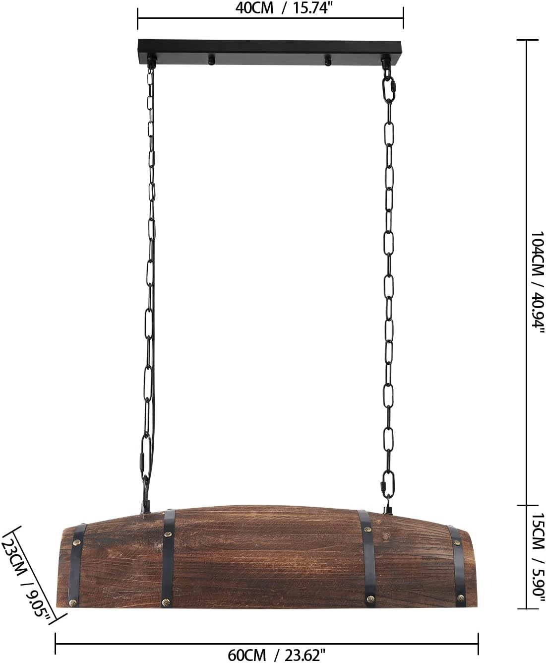 Antique Wood Wine Barrel Pendant Lamp Hanging Rustic Kitchen Bar Ceiling Lamp Light Fixtures