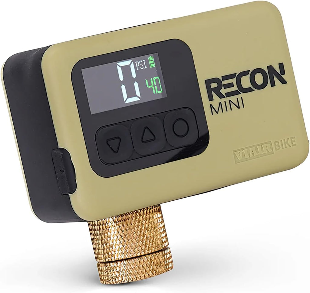 VIAIR Recon Mini - Premium Portable Air Compressor For Cyclists - Digital Tire Pressure Gauge with 120 PSI - For Road, Gravel & Mountain Bike Tires - Brushless Motor, Lithium Batteries & Presta Head