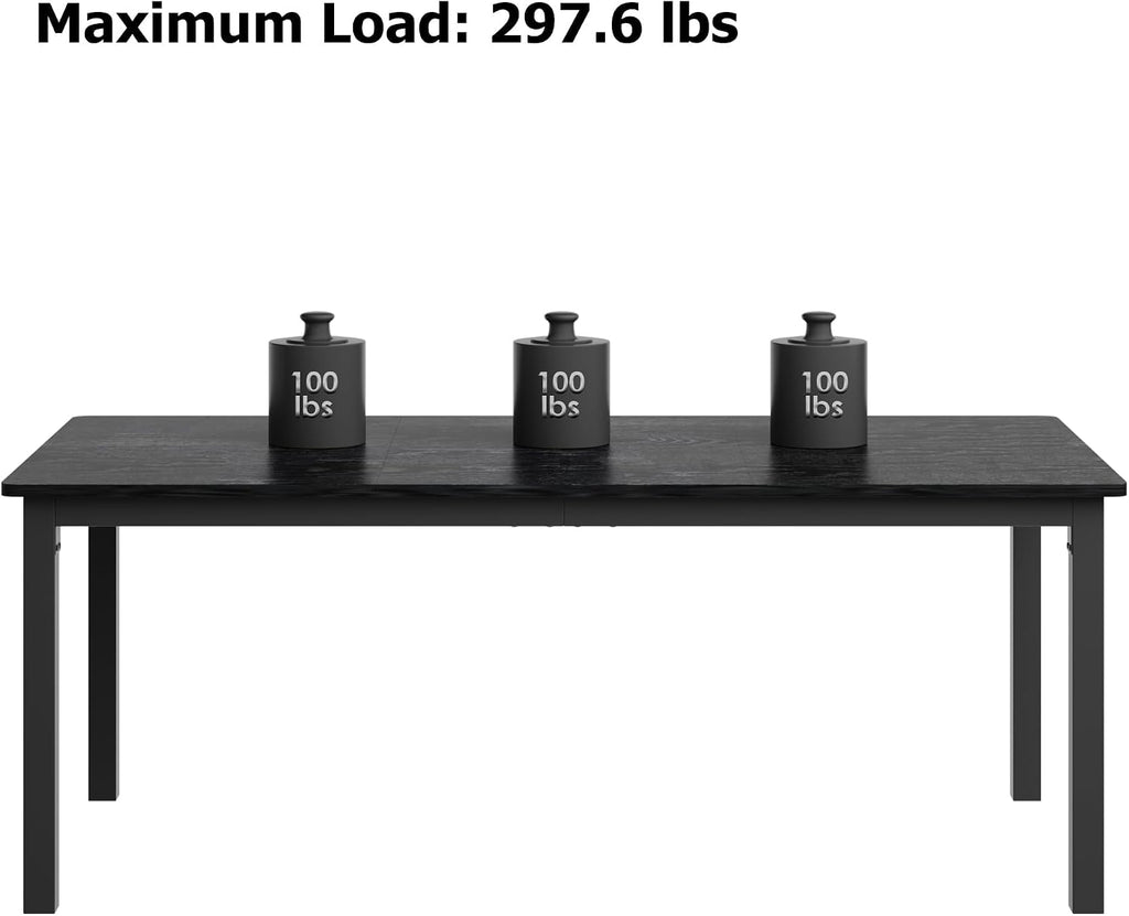79 Inch Industrial Dining Table for 4-6 Person Rectangle Kitchen Table with Metal Legs,Round Corners, Writing Desk, for Modern Farmhouse, for Kitchen, Dining Room,Quick Assembly, Wood