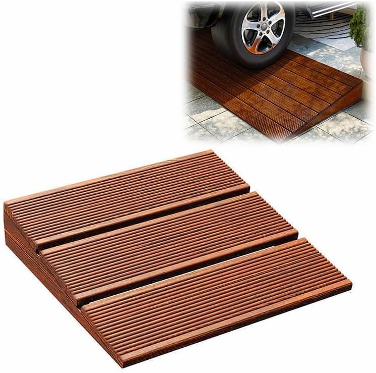 6' Rise Wood Curb Ramp, Portable Wheelchair Ramp, Non-Slip Threshold Ramp for Doorway, Steps Ramp for Cars Wheelchairs Scooter Lawn Mower(50 * 50 * 10cm/20 * 20 * 4in)