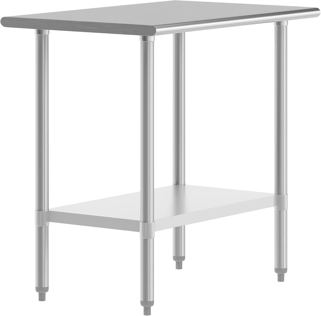 Flash Furniture Reese NSF Certified Stainless Steel Kitchen Prep and Work Table, Commercial Work Table with Storage, 36' W x 24' D x 34.5' H, Silver