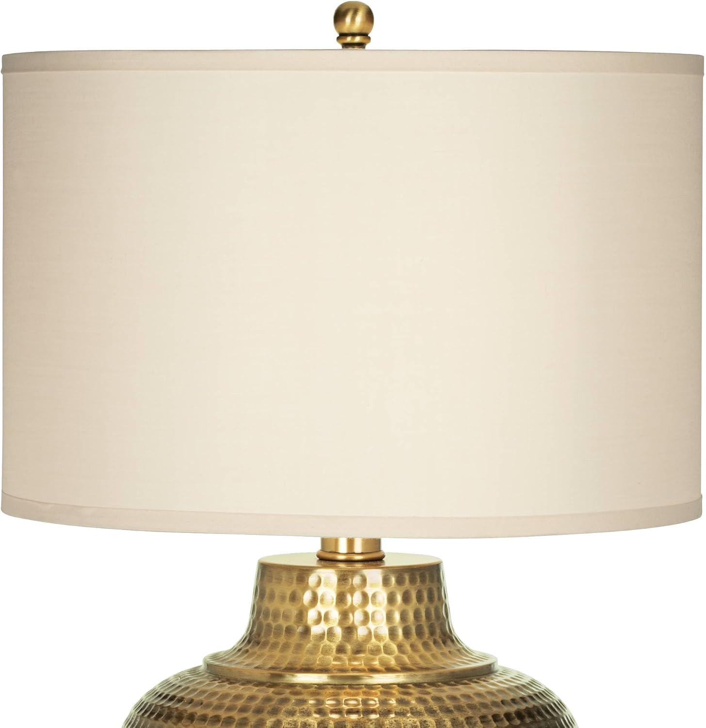 Franklin Iron Works Maison Loft Rustic Farmhouse Table Lamps 27' Tall Set of 2 Antique Brass Textured Hammered Metal Cream Linen Drum Shade for Bedroom Living Room Bedside Nightstand House Office