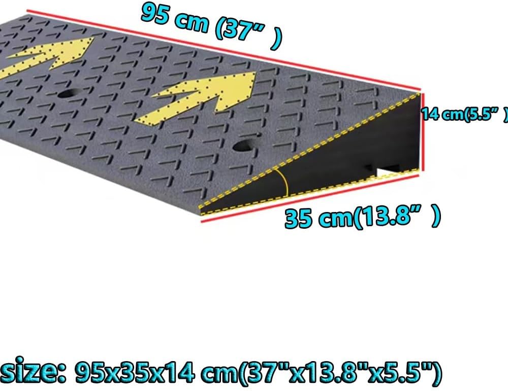 Curb ramp,Driveway ramp, Heavy Duty Automotive Ramp, 2' 4' 6' Rise Threshold for Doorway Garage Sidewalk(95x35x14 cm(37'x13.8'x5.5'))