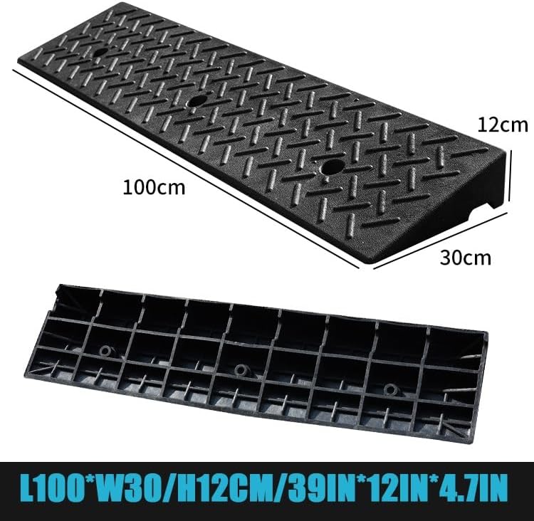 Wheelchair Threshold Ramp, Rubber Ramp for Doorways, 2' 4' 6' Rise Portable Curb Ramp, Non-Slip Transition Ramps for Indoor Outdoor(100 * 30 * 12cm/39 * 12 * 4.7in)