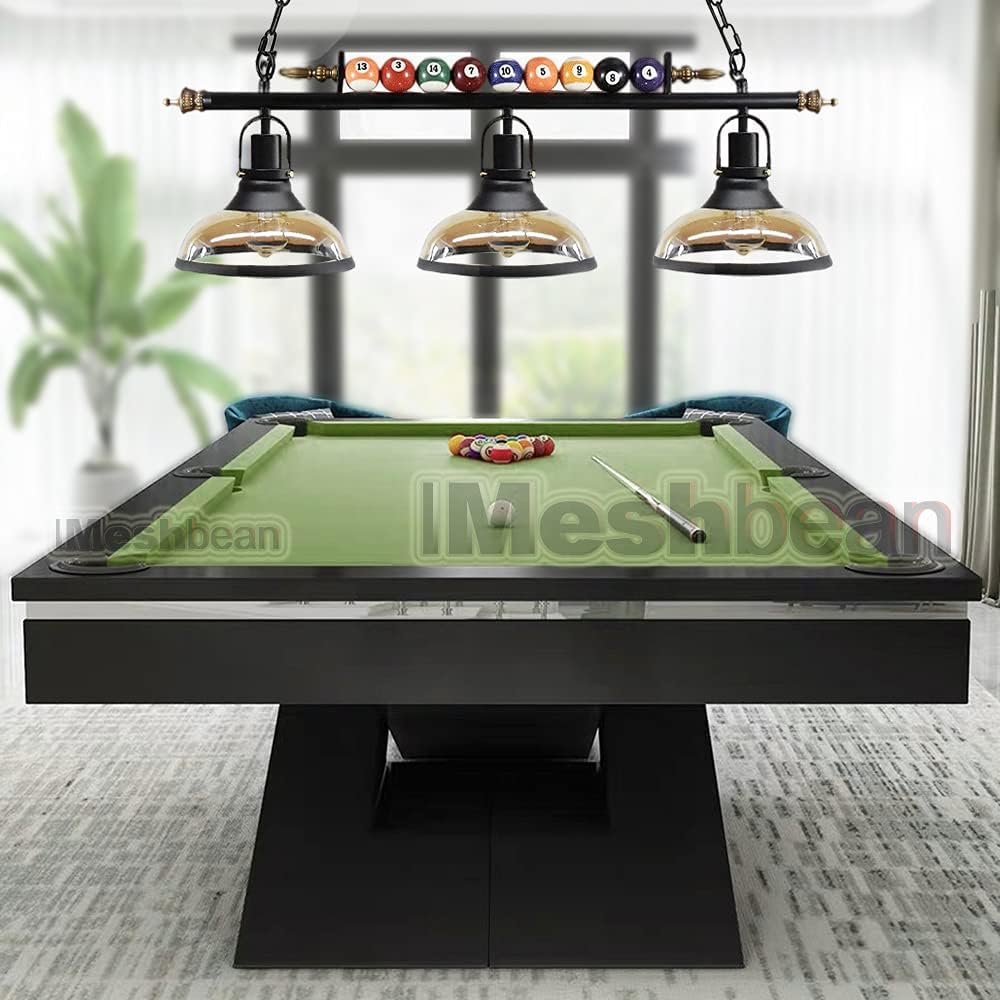 Pool Table Lighting Fixtures Ceiling Lamp for Game Room Beer Party 7' - 8 ' Table,Black Metal Ball Design Billiard Pendant Lamp with 3 Glass Shades (3 Heads Glass Shades)