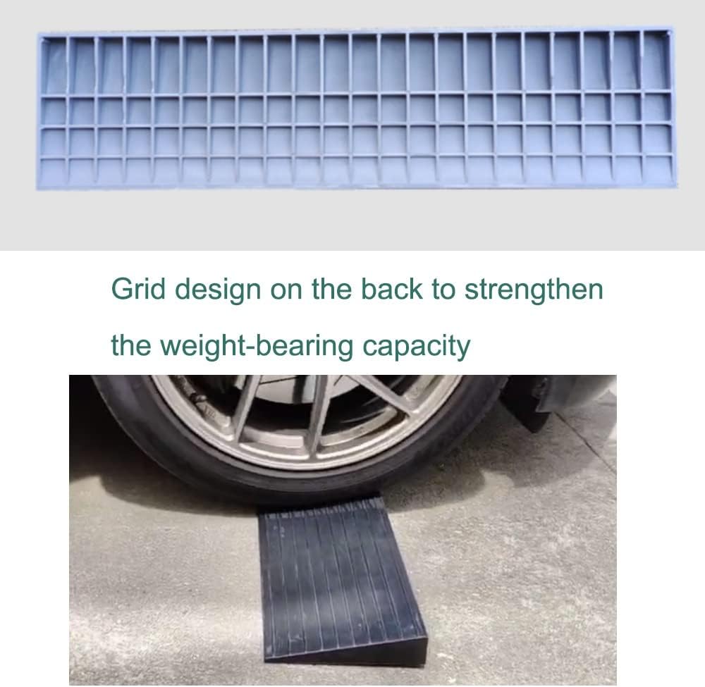 Rubber Threshold Ramp 2 Inch Rise, Lightweight Wheelchair Ramp, Kerb/Curb Ramps for Doorway Sweeping Robot Pet, with Anti-Slip Surface(Silver,80 * 18 * 3cm(31 * 7 * 1.2in))