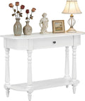 LKTART Solid Wood Corner-Curved Console Table,Farmhouse Space-Saving Entryway Sofa Table with Drawer & Open Shelf for Living Room,Hallway,Foyer(White 36')