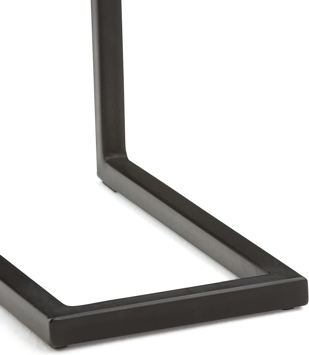 SIMPLIHOME Skyler C-Side Table - 18' Wide x 24' High Solid Mango Wood and Metal Slide-Under Table in Dark Cognac Brown, Industrial Accent Table or End Table for Living Room with Open Frame, Assembled