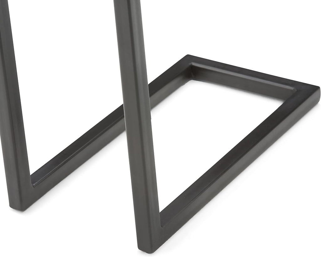 SIMPLIHOME Skyler C-Side Table - 18' Wide x 24' High Solid Mango Wood and Metal Slide-Under Table in Dark Cognac Brown, Industrial Accent Table or End Table for Living Room with Open Frame, Assembled