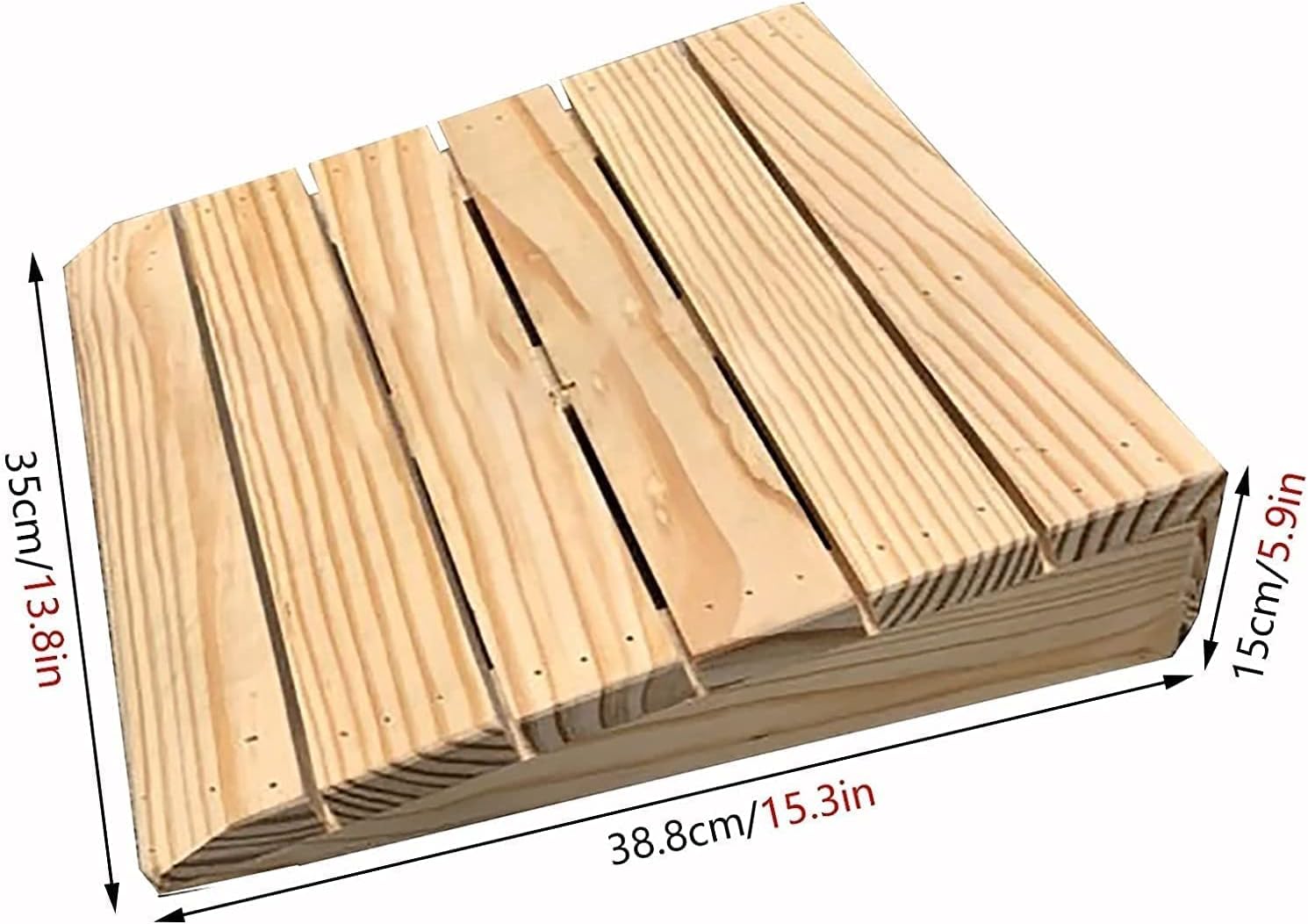 Wooden Threshold Ramp for Doorways, Portable Non Slip Curb Ramps Entrance Ramps for Wheelchairs/Steps/Driveway, Mobility Entry Ramp for Elderly(38.8x35x15cm/15.3x13.8x5.9in)