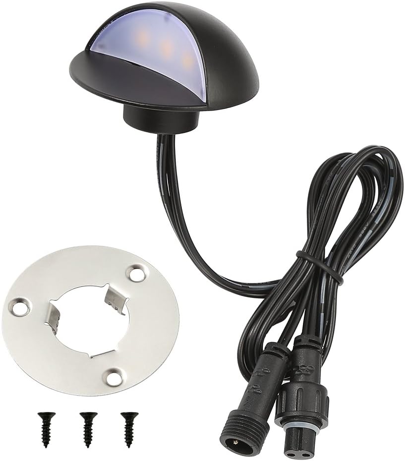 LED Deck Lights Kit, Pack of 20 Low Voltage LED Step Stair Lights, Φ1.97 Outdoor Garden Yard Decoration Lamp Recessed Landscape Pathway Step Stair Warm White LED Lighting, Black