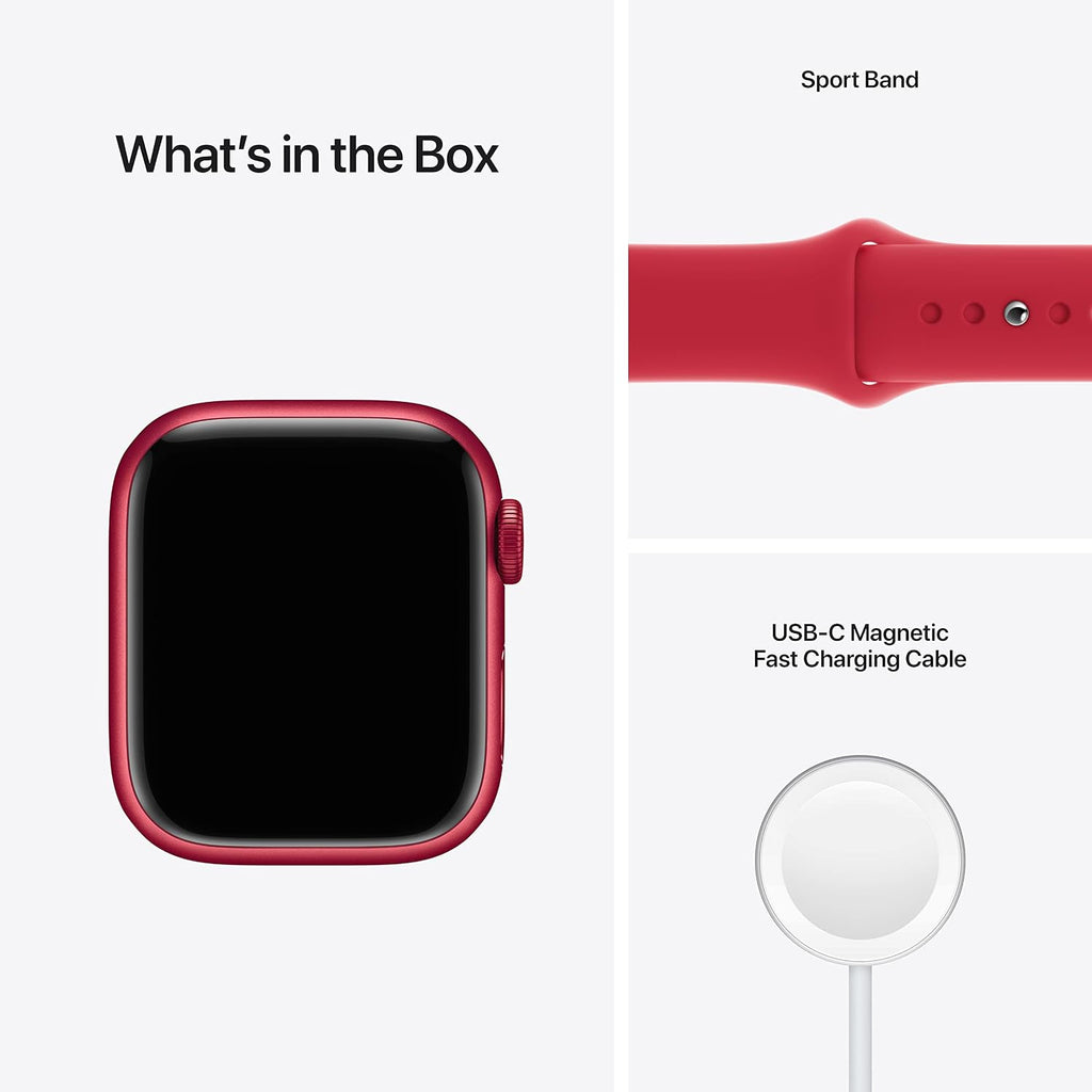 Apple Watch Series 7 [GPS + Cellular 41mm] Smart watch w/ (PRODUCT)RED Aluminum Case with (PRODUCT)RED Sport Band. Fitness Tracker, Blood Oxygen & ECG Apps, Always-On Retina Display, Water Resistant