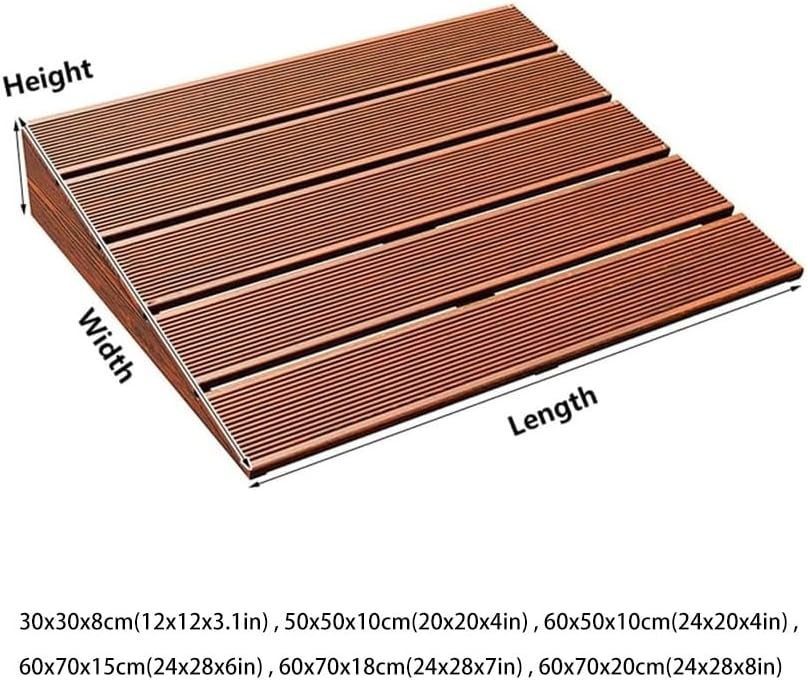 Wooden Threshold Ramp with Non-Slip Grooves, Portable Wood Wheelchair Ramps, Doorway Ramp for Walkers, Trolleys, Scooters, Sweepers(Coffee,30x30x8cm(12x12x3.1in))