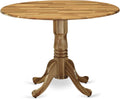East West Furniture DLT-ANA-TP Dublin Modern Dining Table - a Round Kitchen Table Top with Dropleaf & Pedestal Base, 42x42 Inch, Natural