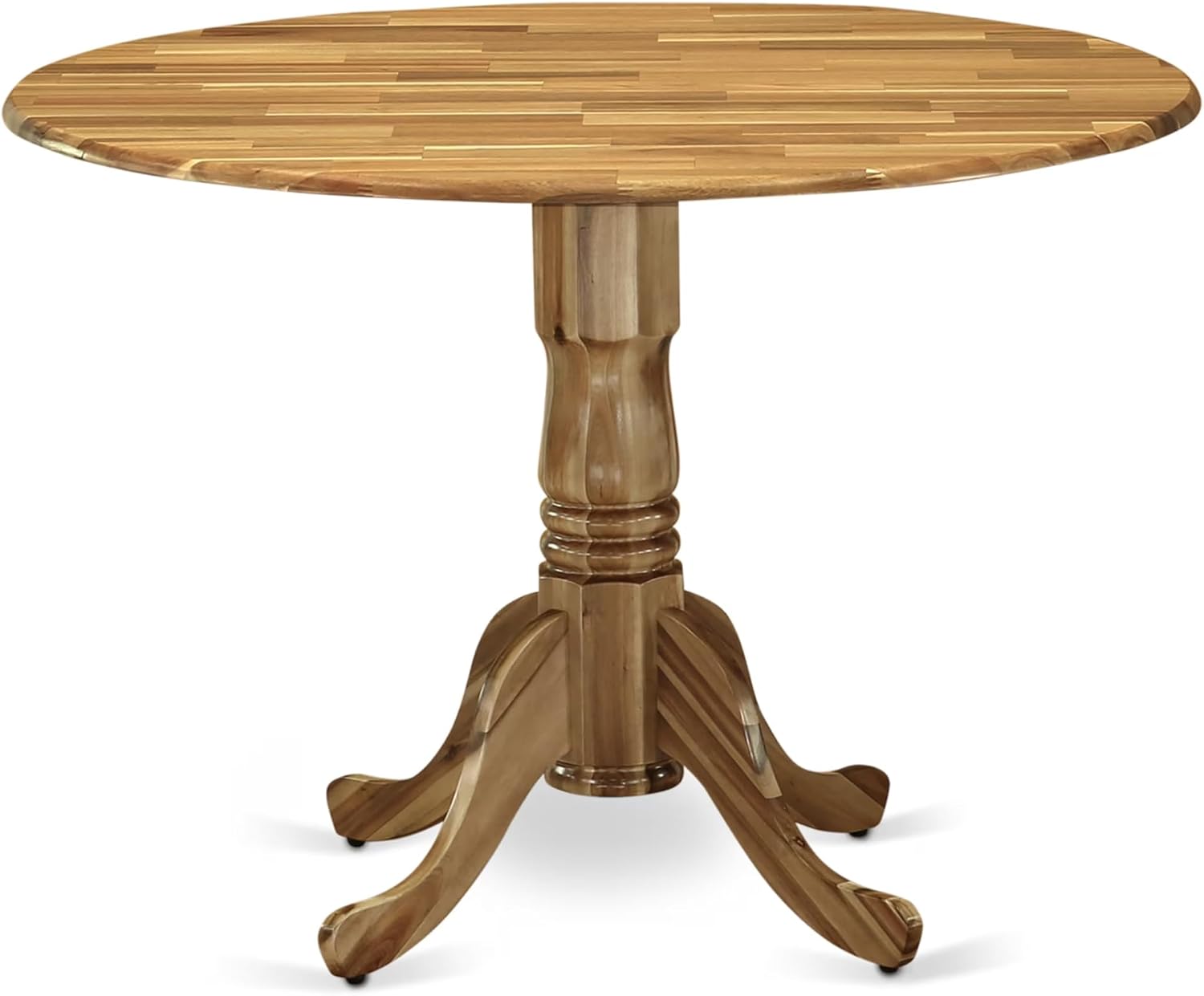 East West Furniture DLT-ANA-TP Dublin Modern Dining Table - a Round Kitchen Table Top with Dropleaf & Pedestal Base, 42x42 Inch, Natural
