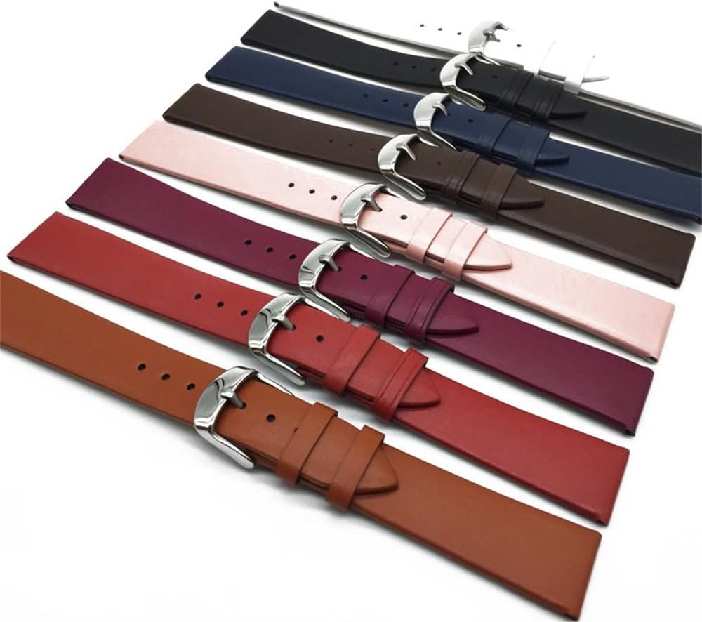 LeatherFor Women Men 12mm 14mm 16mm 18mm 20mm 22mm Watch Band Straps Thin Bracelet Accessories Blue 2