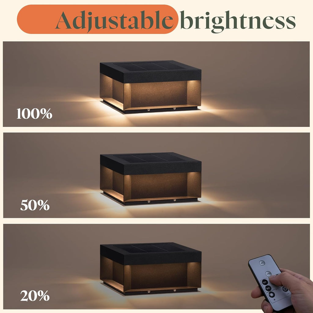 Solar Post Lights Outdoor, 11.8'' Pillar Light IP54 Waterproof, 3000K Solar Column Lights Outdoor, Dusk to Dawn Extra Large Pillar Light, Modern Fence Column Lamp Fixture for Entrance Deck Patio