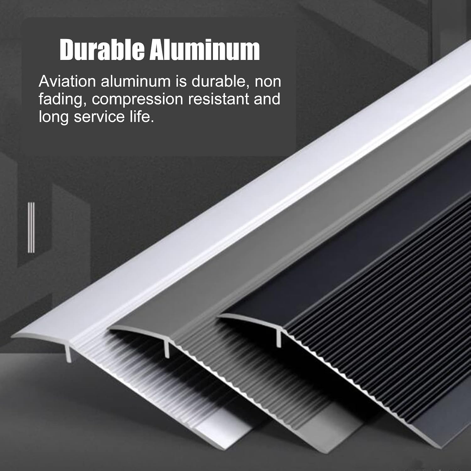 4inch Wide Threshold Floor Transition Strip Reducer Flute, Wood to Tile/Laminate to Floor Tiles, Heavy Duty Carpet Edge Strip, 90/100/110/120/130/140/150cm Long (Color : Grey, Size : 125cm/49.2in)